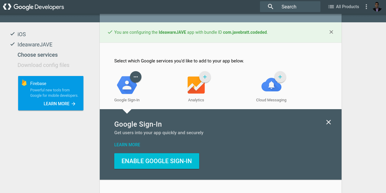 Enable Google SignIn