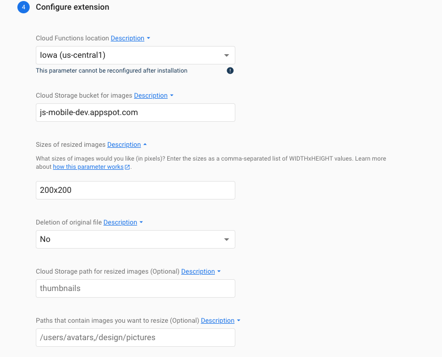 General settings for Firebase Extensions